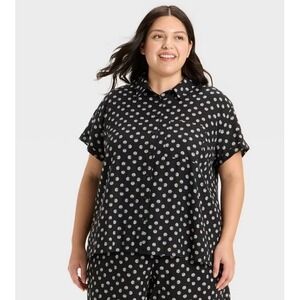 Ava & Viv Black Seashell print Short Sleeve Top & Shorts 2-Piece Set sz 3XL